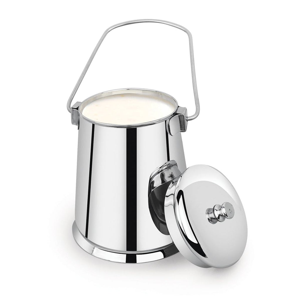 Coconut Stainless Steel Swadeshi Milk Can/Milk Barni/Milk Pot/Oil Can (with Lid) - Big - Capacity - 1500 Ml