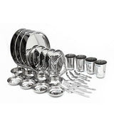 Coconut Stainless Steel Heavy Guage Mirror Finish Dinner Set/Dinnerware & Serveware - 32 Pc (Food Grade)