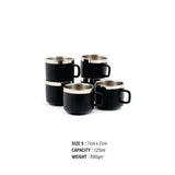 Coconut Black Stainless Steel Tea/Coffee Mugs - Set of 6, Food Grade, Heavy Gauge, Model - Vibrant 2 Mug Black
