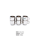 Coconut Stainless Steel Mug For Tea /Coffee - Set of 6, Double walled, Mirror Finish, Food Grade, Heavy Gauge, Model - Trump 1 Apple