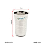 Coconut Stainless Steel - Glasses For Serving Water, Juice, Beverages | Capacity 300ml | Shower Finish | Heavy Gauge | Durable | Food Grade | BPA Free | Model - A12
