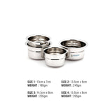 Coconut Stainless Steel Baby Topes Round Bottom - Set of 4, 300ml, 400ml, 500ml & 600ml, Mirror Finish,  Tope / Patila / Pan,  Model - Baby Tope