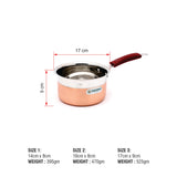 Coconut Stainless Steel Copper Bottom Sauce Pan - Heavy Gauge, Mirror Finish, Copper bottom, Induction Base Saucepan / Milk Pan / Tea Pan  Model- Blossom