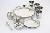 Coconut Stencil Stainless Steel Dinner Set with Side Hammered Design for Multipurpose Usage Lunch | Dinner | Kitchen Set for Home | Restaurants