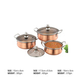 Coconut Diva Polish Copper Bottom With Glass Lid Handi - Food Grade, Mirror Finish, Heavy Gauge, induction and Gas Based, Model - Diva Copper Polish glass Lid