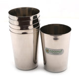 Coconut Stainless Steel Glasses - Capacity 300ml, Heavy Gauge, Durable, Food Grade, BPA Free, Model-B7(Big Amitabh Glass), Drinking Glass For Serving Water / Juice / Beverages/Lassi