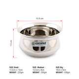 Coconut Stainless Steel Festival Handi for cook n serve - Set of 3