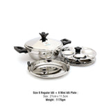 Coconut Stainless Steel Multi purpose Idli Steamer- 8 Regular Idli, 8 Button Idli, 1 Steamer Plate, Diamater - 9.5 Inches, Steamer / Cooker / Kadai, Model - Dakshini Multi Kadai