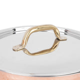 Coconut Serene Stainless Steel Copper Finish Hammered Design Capsulated Stockpot, Kadai & Skillet With Lid