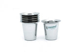 Coconut Stainless Steel Mini Coffee Glasses Set Of 6 - Capacity Available in 100ml 150ml & 200ml Each, Traditional Design, 18 Gauge, Durable, Food Grade, BPA Free, Model-D13, Glass For Serving Water / Juice / Beverages/ Lemonade / Tea / Coffee / Milk