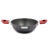 Coconut Hard Anodised Flat Base Kadai With Stainless Steel Lid - Capacity 2 Litres - 3.25 MM Thickness- Dimension -22Cm