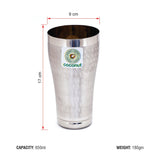 Coconut Stainless Steel Tall Glasses Set Of 2 - Capacity 650ml Each, Shower Finish,  Heavy Gauge, Durable, Food Grade, BPA Free, Model-A28, Drinking Glass For Serving Water / Juice / Lassi / Bournvita,