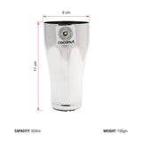 Coconut Stainless Steel Lassi Glasses Set Of 2 - Capacity 650ml each, Heavy Gauge, Durable, Food Grade, BPA Free, Model-B3, Glasses For Serving Water / Juice / Beverages/ Lassi