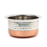 Coconut Stainless Steel - Hammered Copper Bottom Tope | Set of 4 | Ideal for Making Tea, Coffee, Curry, Dal, Rice, Biryani, Boiling Milk, Water | Pot | Bhagola | Heavy Gauge | Mirror Finish | Copper bottom | Induction Base Top | Model - Tulip Tope