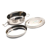 Coconut Stainless Steel Oval Box - Food Grade, Strong, Heavy Gauge, Sturdy, Long Lasting, Mirror Finish, Tiffin Box / Lunch Box / Fridge Box /  Dibba / Boxes / Multipurpose Box, Model - S44 Hungry bite