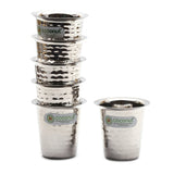 Coconut Stainless Steel Double Walled Hammered Tea/Coffee Glass - (Set of 6, Silver) - 150ml