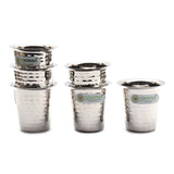 Coconut Stainless Steel Double Walled Hammered Tea/Coffee Glass - (Set of 6, Silver) - 150ml
