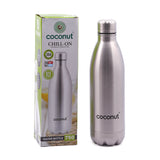 Coconut Stainless Steel Chill-on Vacuum Bottle - 304 Steel | Food Grade | Double wall | keeps Liquid Hot / Cold for 24hrs | Leak Proof | Silver | Vaccum Flask | Hot & Cold Bottle | Model - Chill-On Vaccum Bottle