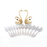 Coconut Stainless Steel Cutlery Set Premium Design Spoon and Fork with Gold Colour Polish Stand - Set of 12 with 2 Stand