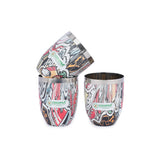 Coconut Stainless Steel Printed Designer Multi Color Water Glass/Tumbler - Capacity -300ML -Pack of 6 Glasses