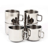 Coconut Stainless Steel Mug For Tea /Coffee - Set of 6, Double walled, Mirror Finish, Food Grade, Heavy Gauge, Model - Trump 2 Square