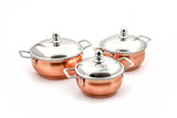 Coconut Minar Copper With SS Lid Handi - Food Grade, Mirror Finish, Heavy Gauge, Serveware, Cookware, Model - Minar Copper SS Lid