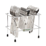 Coconut Stainless Steel Cutlery Set of 18, Contains Baby Spoons Set of 6, Tea Spoon Set of 6, 6 Baby Fork, 1 Stylish Stand, Elegant Cutlery Set for Dining Table - 1Unit