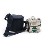 Coconut Stainless Steel Leakproof Double Decker Lunch Box - 1 Unit (2 Tier With Plate)