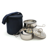 Coconut Stainless Steel Leakproof Triple Decker Lunch Box - 1 Unit (3 Tier & Plates)