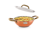 Coconut Serene Stainless Steel Copper Finish Hammered Design Capsulated Kadai with lid - 1 unit