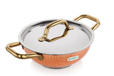 Coconut Serene Stainless Steel Copper Finish Hammered Design Capsulated Kadai with lid - 1 unit