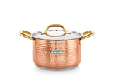 Coconut Serene Stainless Steel Copper Finish Hammered Design Capsulated Stockpot With Lid