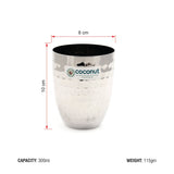 Coconut Stainless Steel Hammered Glasses - Capacity 300ml, Heavy Gauge, Durable, Food Grade, BPA Free, Model-B13 Hammered glass, Drinking Glass For Serving Water / Juice / Beverages