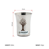 Coconut Stainless Steel - Laser Finish Glasses | Capacity 280ml | Drinking Glass For Serving Water, Juice, Beverages, Lemonade, | Heavy Gauge, Durable, Food Grade, BPA Free, Model-B17 Laser