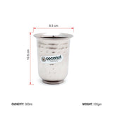 Coconut Stainless Steel Hammered Design Glasses - Capacity 300ml, Heavy Gauge, Durable, Food Grade, BPA Free, Model-B19 Hammered Finish, Drinking Glass For Serving Water / Juice / Beverages/ Lemonade/ Coffee/ Milk