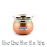 Coconut Stainless Steel Tomato FC Copper Handi/Cookware (Without Handle & Lid) - 1 Unit