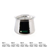 Coconut Stainless Steel Fiji Handi with Lid - Hammered Finish, Cook n Serve, Handi with Lid,  Gas n Stove Compactible, Pot / Degchi / Gundu / Dahi Handi / Serving handi / Cooking Pot, Model - Fiji Handi