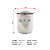 Coconut Stainless Steel Mini Coffee Glasses - Capacity Available in 150ml & 250ml, 18 Gauge, Durable, Food Grade, BPA Free, Model-D11 Kolga, Glass For Serving Water / Juices / Beverages/ Lemonade / Milk / Coffee / Tea