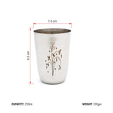 Coconut Stainless Steel - Laser Finish Glasses | Capacity 280ml | Drinking Glass For Serving Water, Juice, Beverages, Lemonade, | Heavy Gauge, Durable, Food Grade, BPA Free, Model - B24