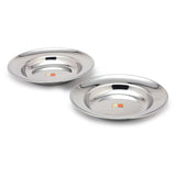 KCL Stainless Steel Deep Soup & Breakfast Plate Set – 2-Piece Heavy Duty Mirror Finish Dinner Plates | Versatile Mess Lunch & Idly Plates | Durable Bhojan Thali for Daily Use | Set of 2