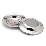 KCL Stainless Steel Deep Soup & Breakfast Plate Set – 2-Piece Heavy Duty Mirror Finish Dinner Plates | Versatile Mess Lunch & Idly Plates | Durable Bhojan Thali for Daily Use | Set of 2