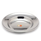 KCL Stainless Steel Deep Soup & Breakfast Plate Set – 2-Piece Heavy Duty Mirror Finish Dinner Plates | Versatile Mess Lunch & Idly Plates | Durable Bhojan Thali for Daily Use | Set of 2