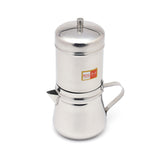 KCL Stainless Steel South Indian Filter Coffee Maker | Traditional Drip Decoction Maker with Coffee Pot & Presser | Durable Food Grade Steel | Authentic Kaapi Brewer.