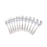 Coconut Stainless Steel Cutlery Set Premium Design Spoon and Fork with Gold Colour Polish Stand - Set of 12 with 2 Stand