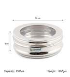 Coconut Stainless Steel Sweet C-Thru Dabba Set of 3 with Transparent Lid | 1100ml, 1400ml And 2050ml | Food Grade Steel Storage Containers | Belly Shape Snack, Sweet & Dry Fruit Container | Rust Proof, BPA Free, Dishwasher Safe.