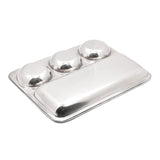 KCL Stainless Steel Rectangle Partition Plate Set of 6 | Heavy Gauge Bhojan Thali with 3 Compartments | Mirror Finish Dinner Plate | Model Pratham 3-in-1 | 33 cm.