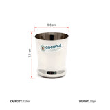 Coconut Stainless Steel Mini Glasses Ideal for Tea/Coffee - Set of 6 - Capacity - 150 ML Each Glass