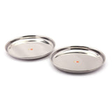 KCL Stainless Steel Beeding Plate Set of 2 | Heavy Gauge Round Serving Plates / Thali for Home, Hotel & Restaurant Use | Mirror Finish, Rust-Resistant