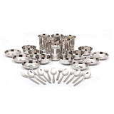 Coconut Stainless Steel (Heavy Guage) Mirror Finish Family Happy Dinner Set/Dinnerware & Serveware - 42 Piece Dinner Set