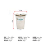 Coconut Stainless Steel Mini Coffee Glasses Set Of 6 - Capacity Available in 100ml 150ml & 200ml Each, Traditional Design, 18 Gauge, Durable, Food Grade, BPA Free, Model-D13, Glass For Serving Water / Juice / Beverages/ Lemonade / Tea / Coffee / Milk